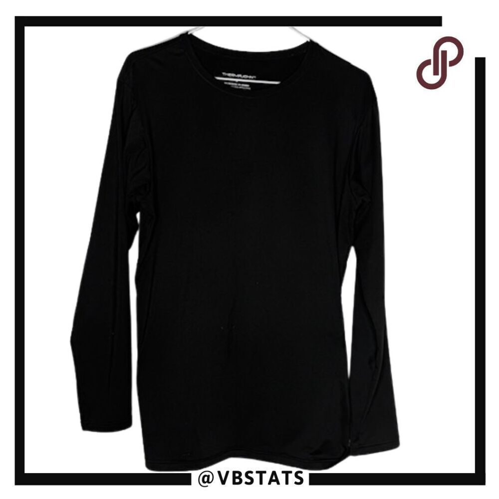 Thermajohn Men's Crew Neck Long Sleeve‎ Under T Shirt Black Size Large